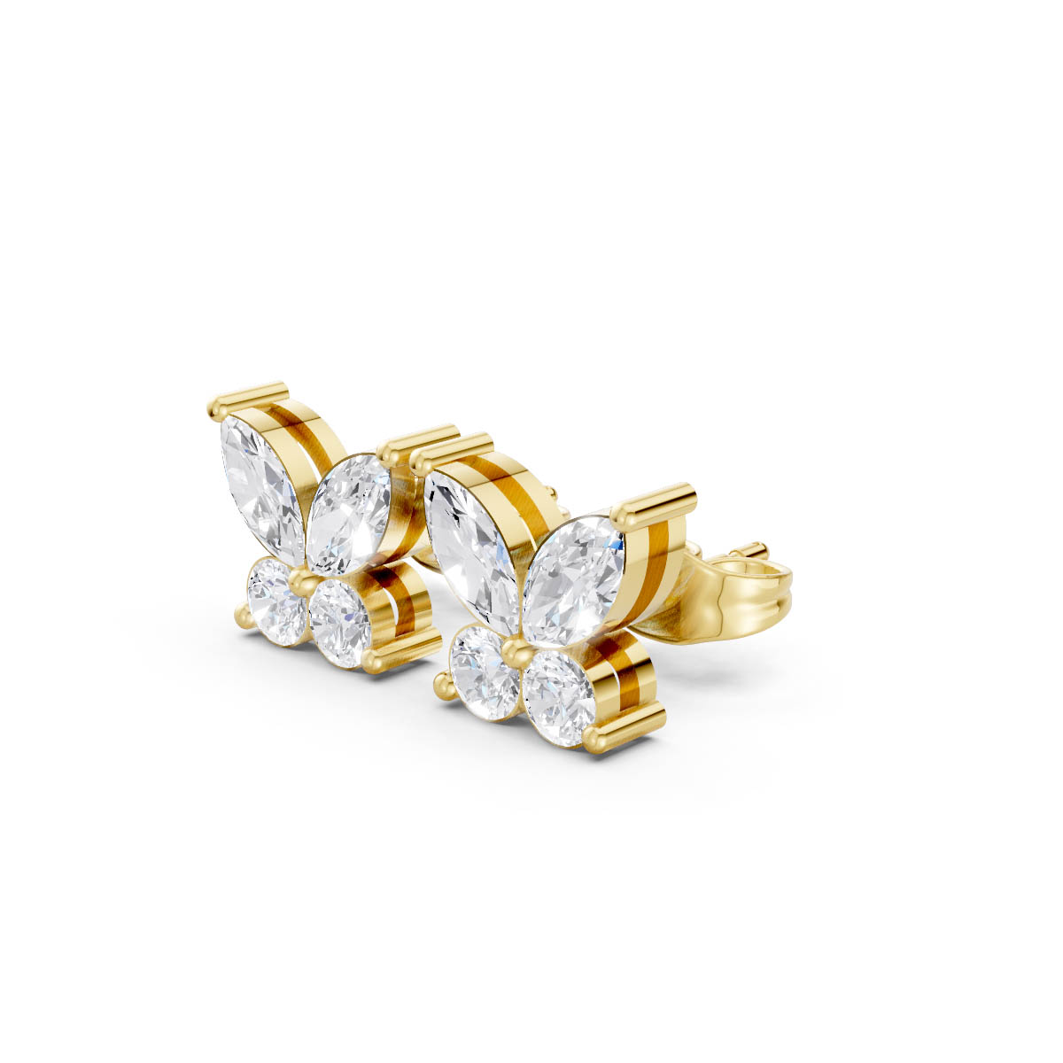 Diamond Butterfly Stud Earrings view 2