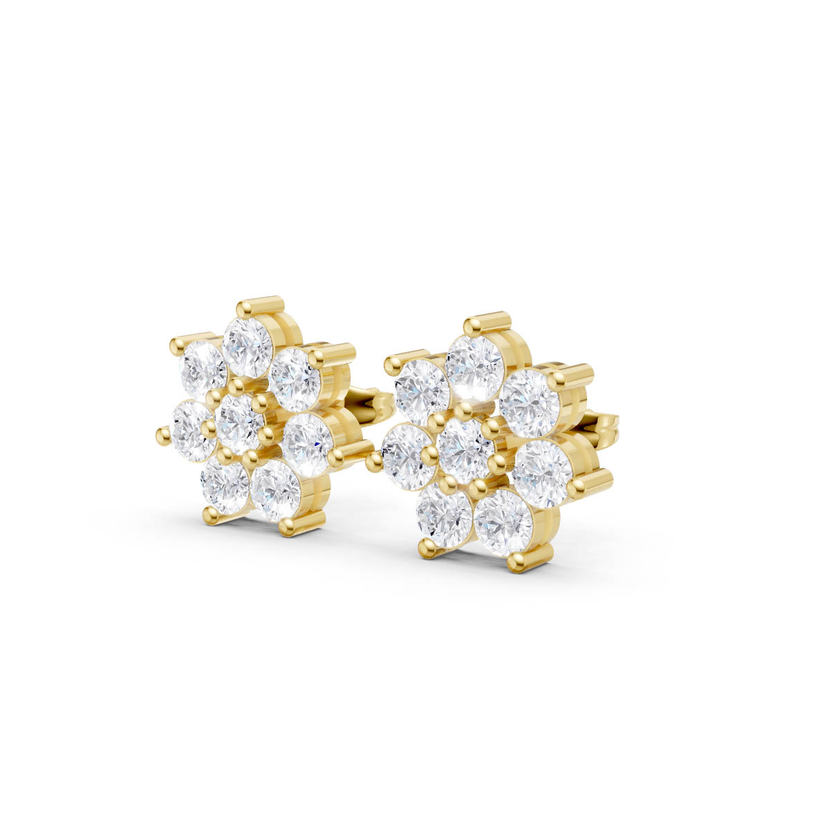 Diamond Flower Cluster Earrings view 2