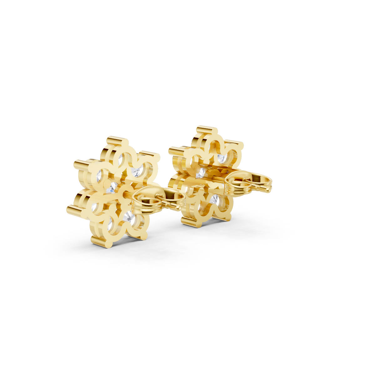 Diamond Flower Cluster Earrings view 3