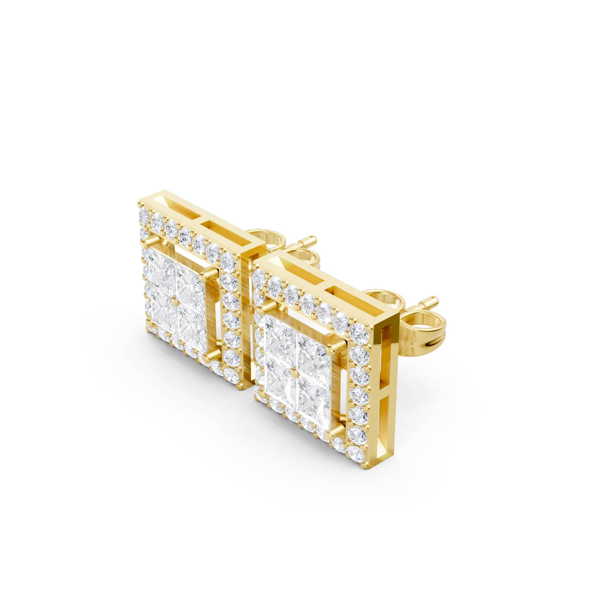 Square Princess Diamond Earrings view 2