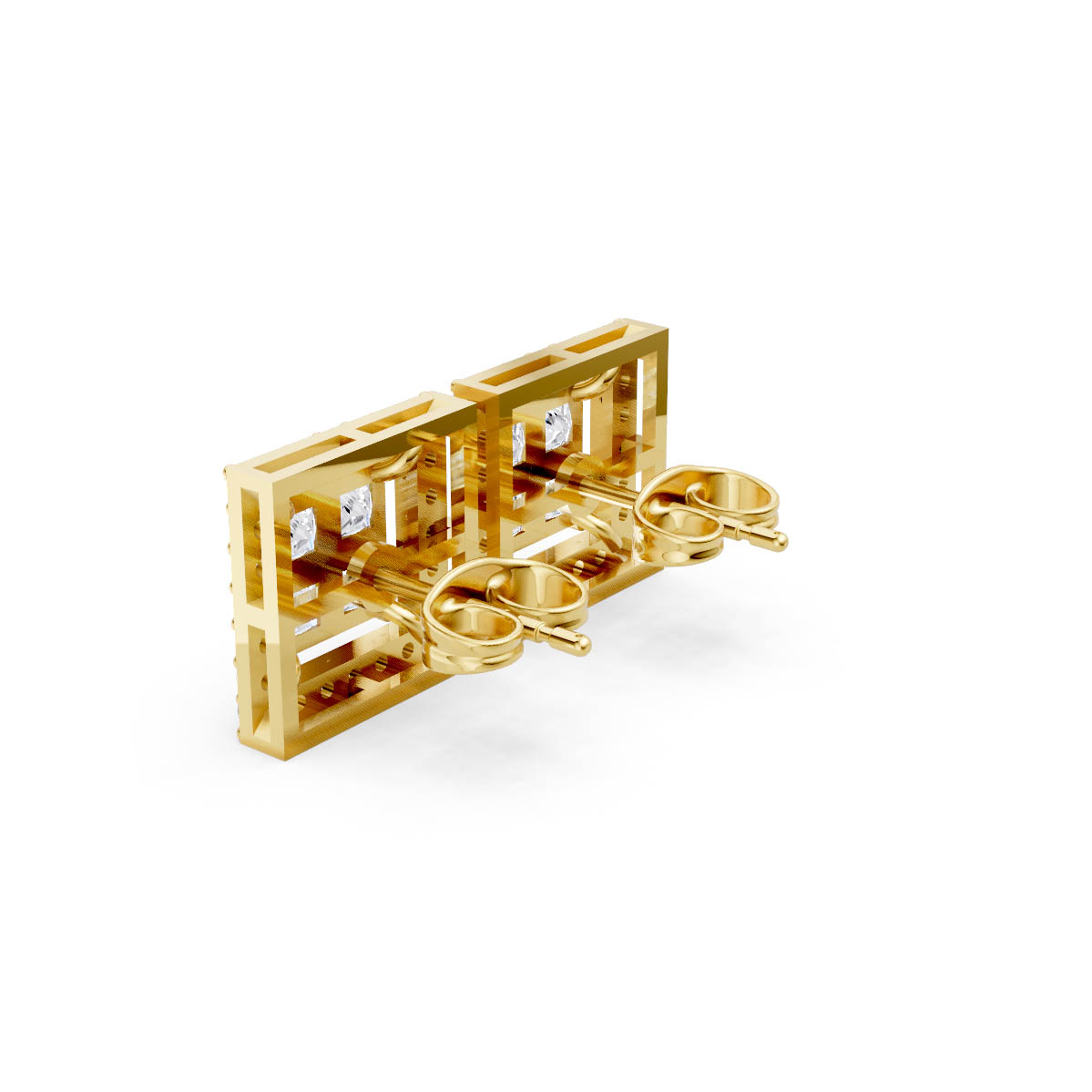 Square Princess Diamond Earrings view 3