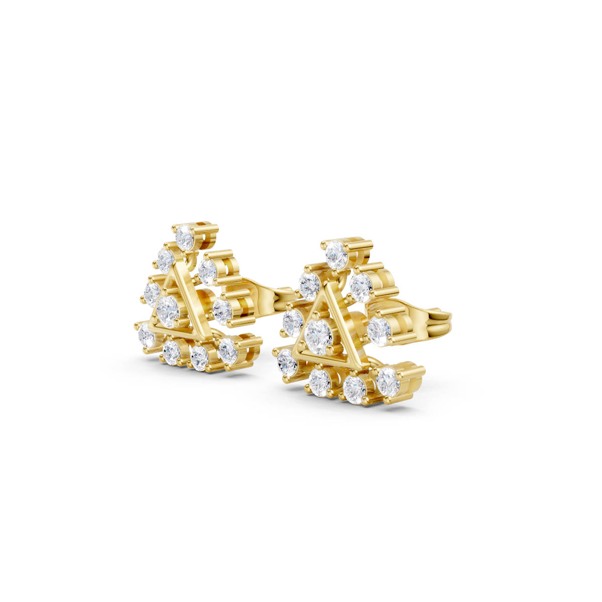 Geometric Triangle Diamond Earrings view 2