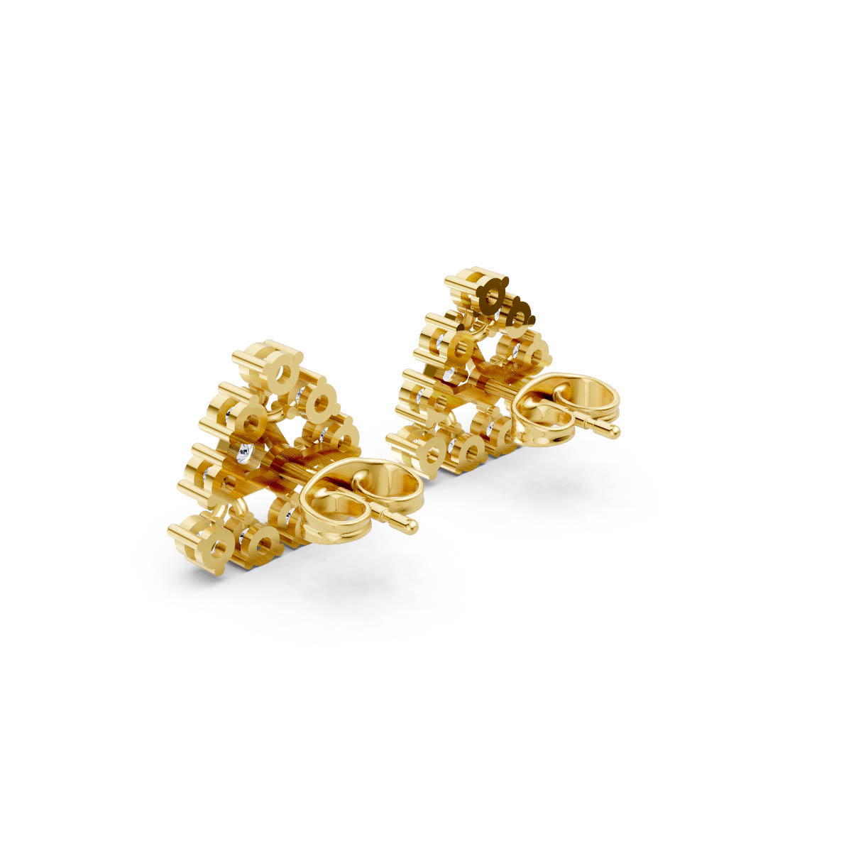 Geometric Triangle Diamond Earrings view 3