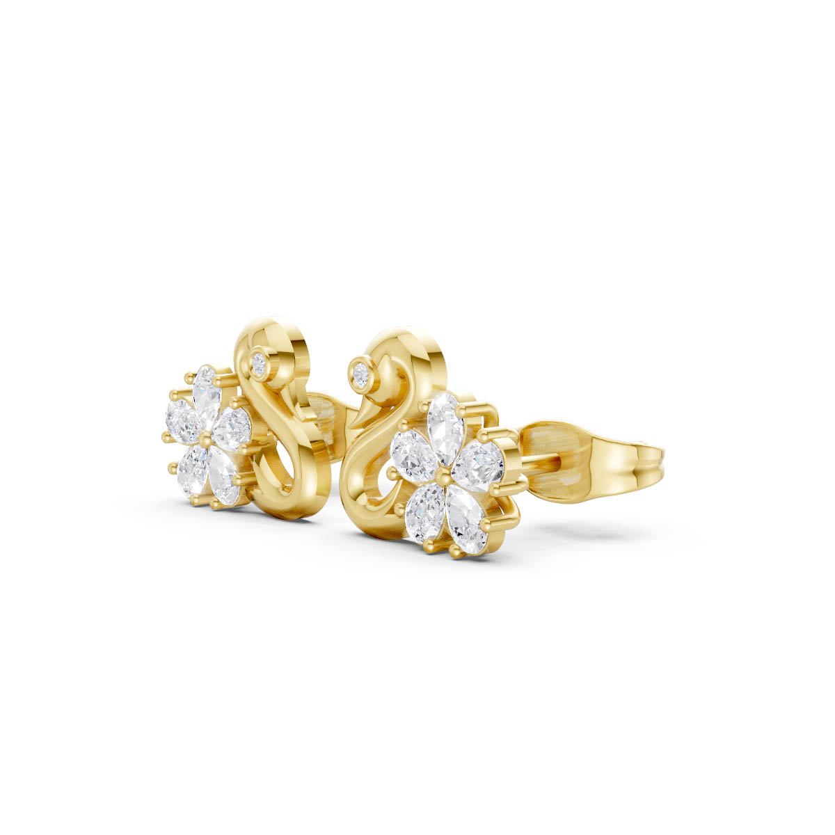 Golden Swan Bloom Studs view 2