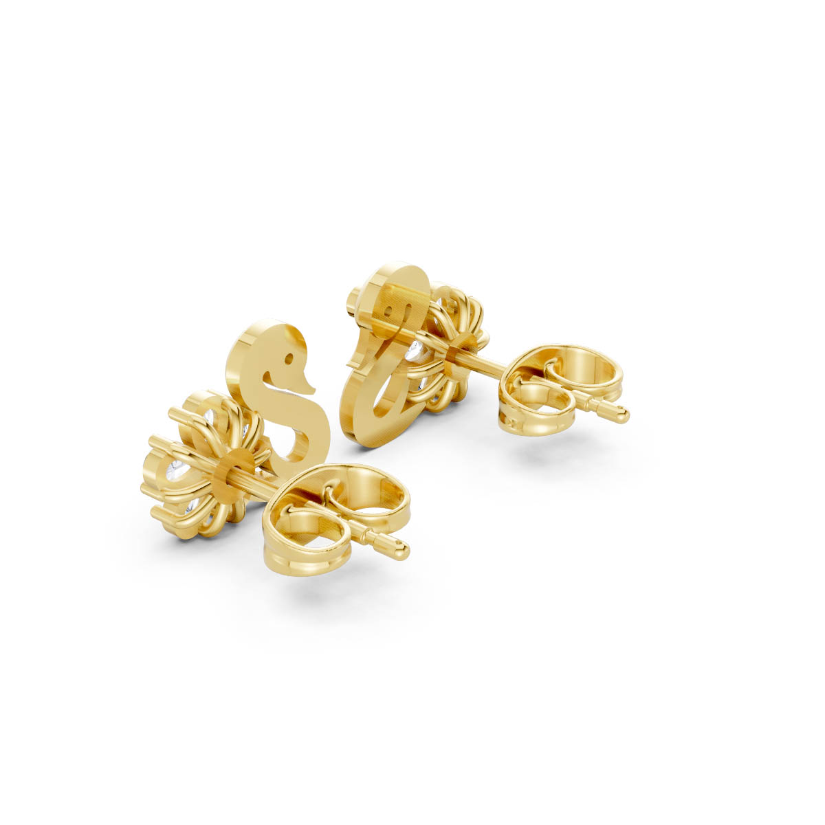Golden Swan Bloom Studs view 3