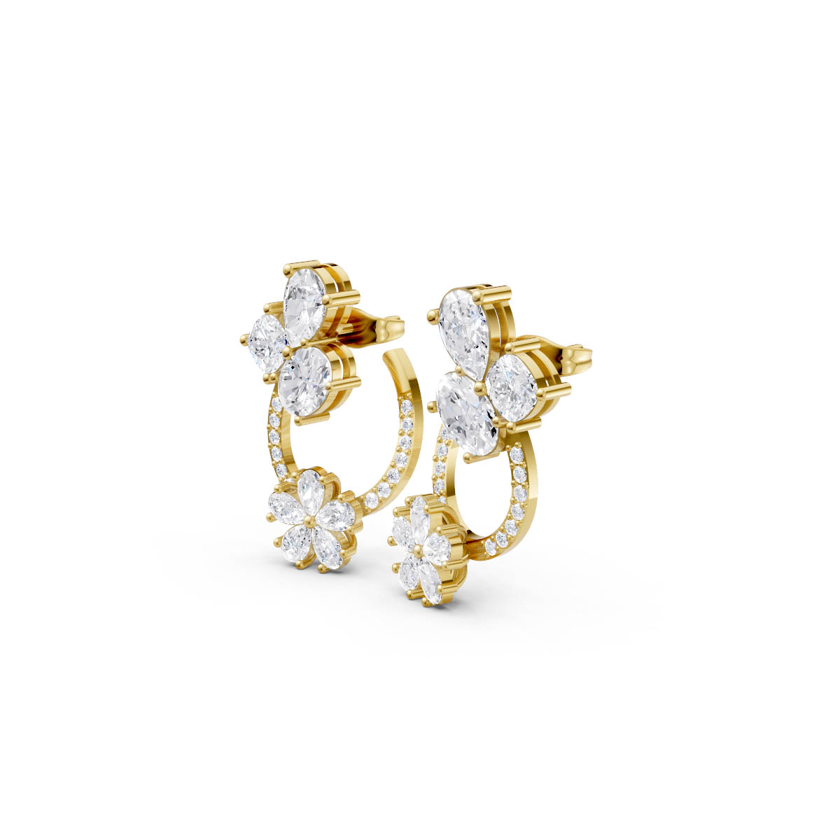 Floral Halo Drop Studs view 2