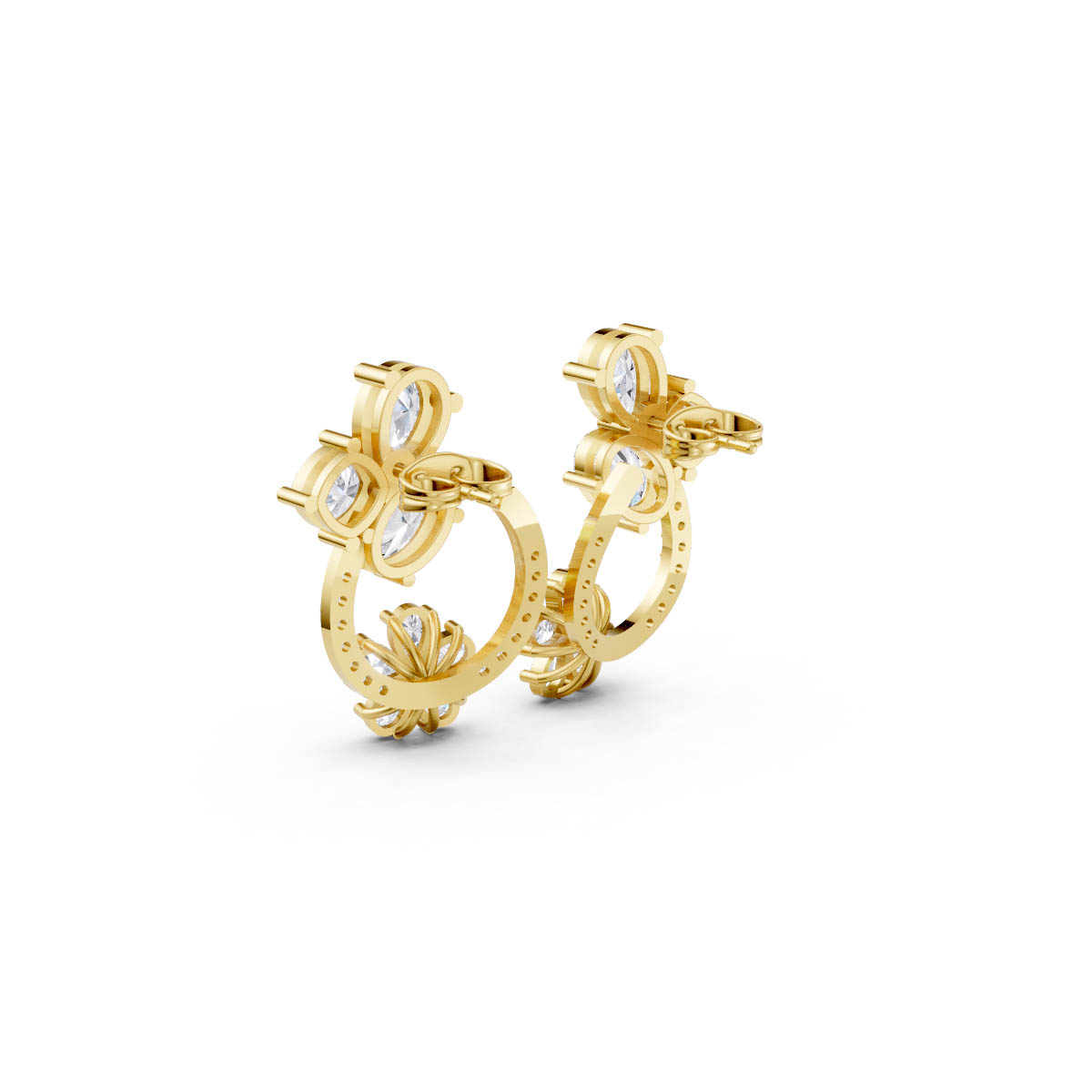 Floral Halo Drop Studs view 3