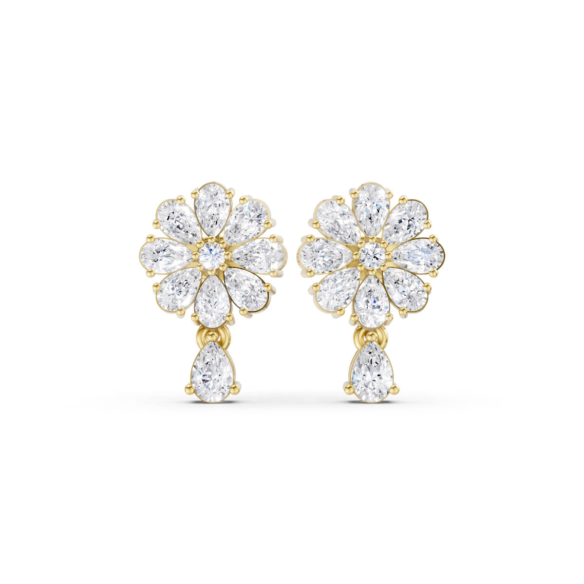 Floral Diamond Drop Earrings