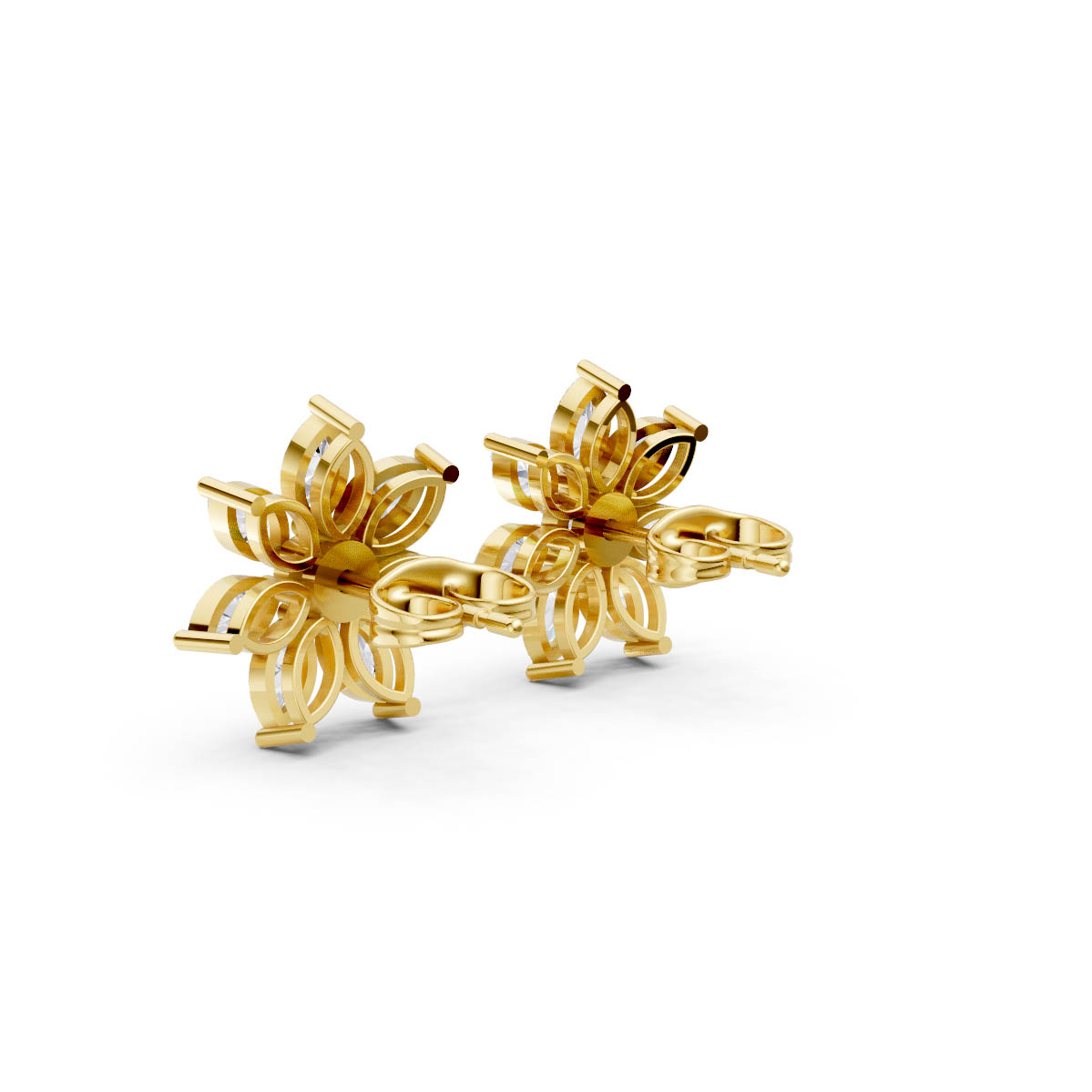 Marquise Diamond Flower Studs view 3