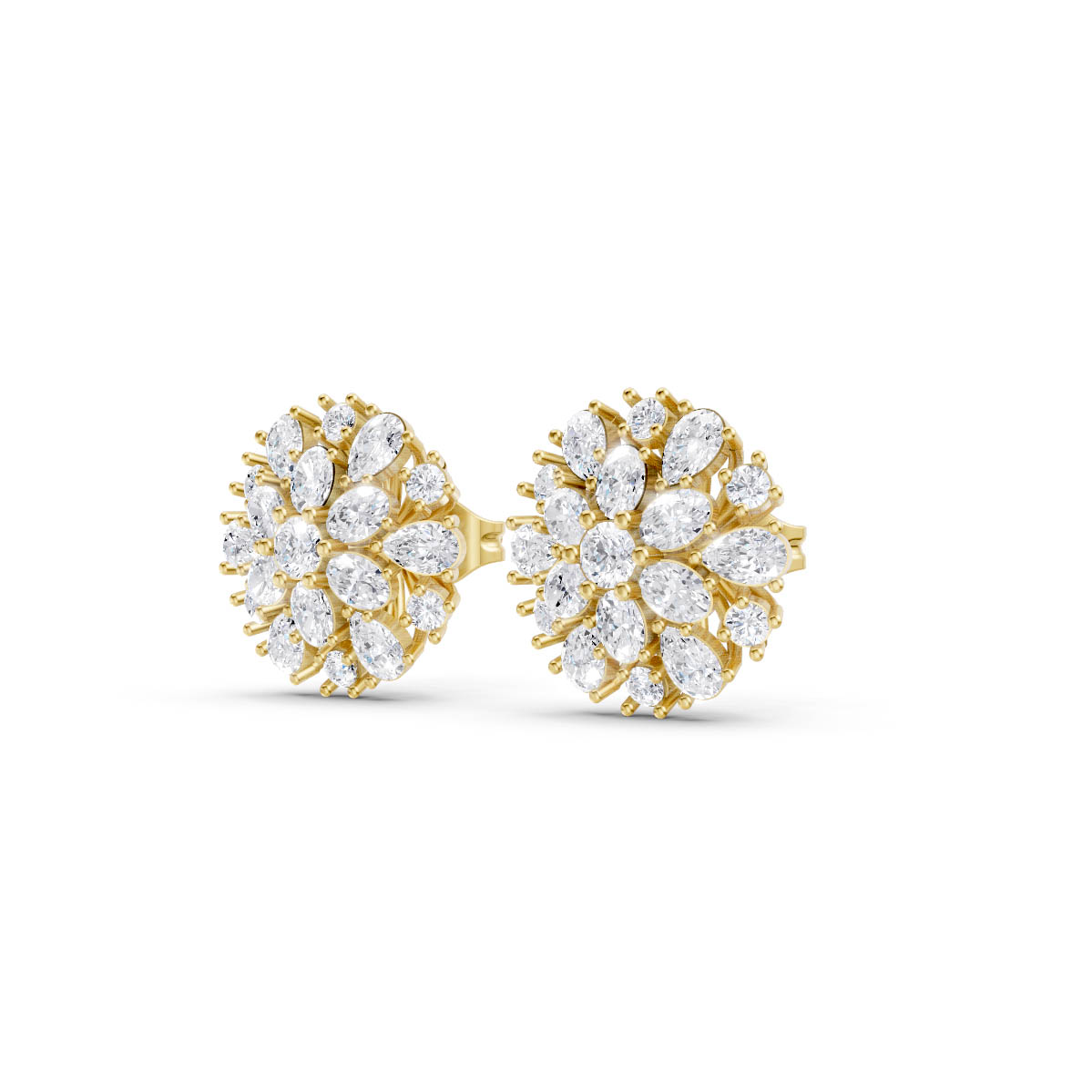 Blooming Diamond Cluster Studs view 2