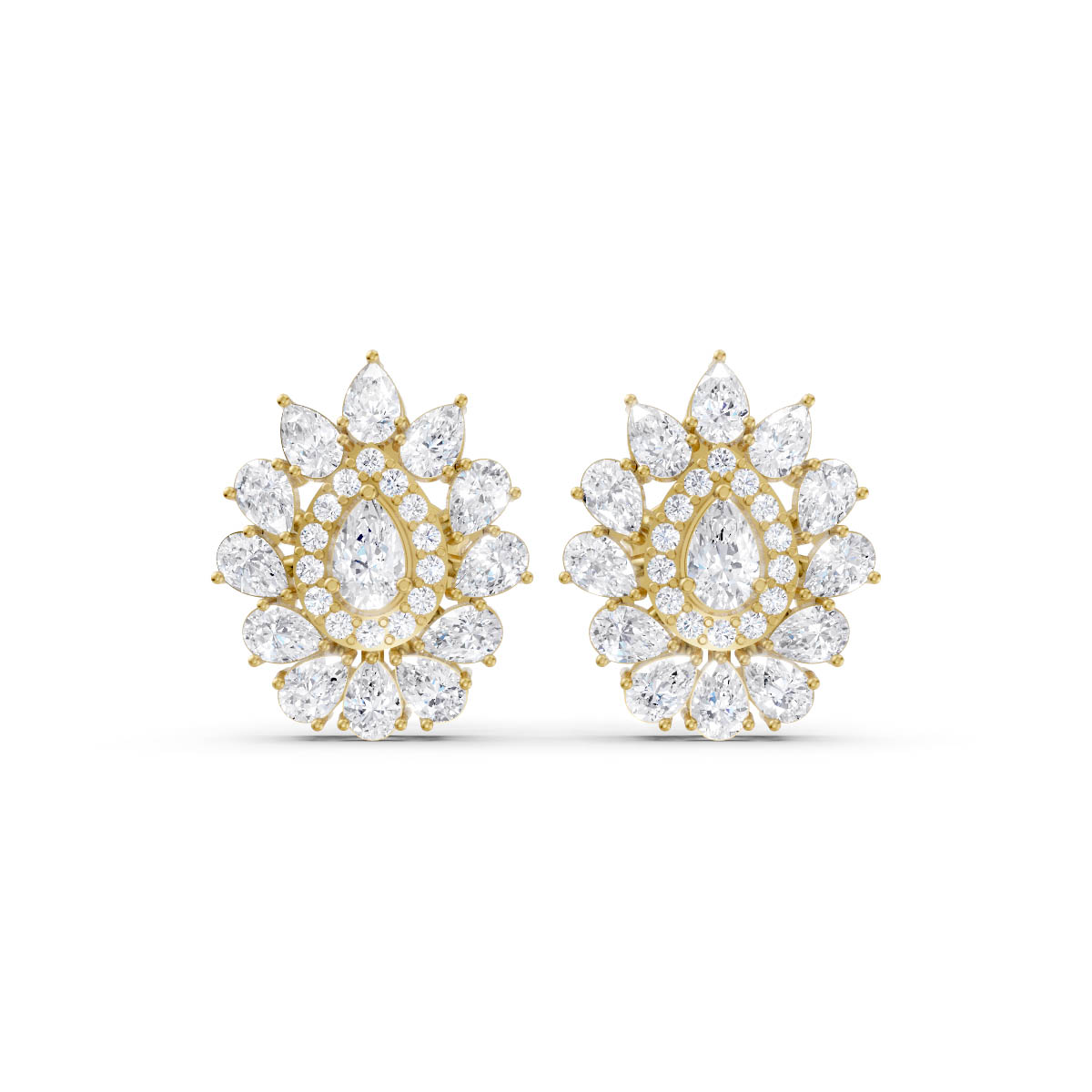 Pear Diamond Halo Studs