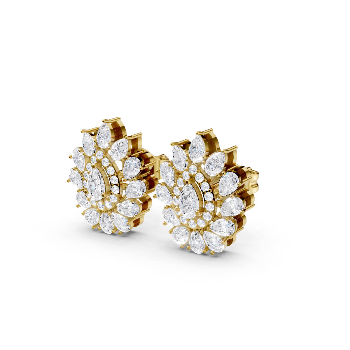 Pear Diamond Halo Studs view 2