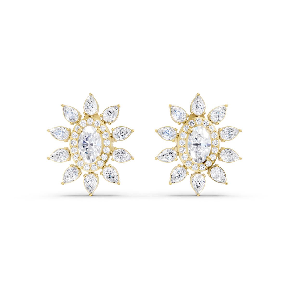 Oval Diamond Sunburst Studs