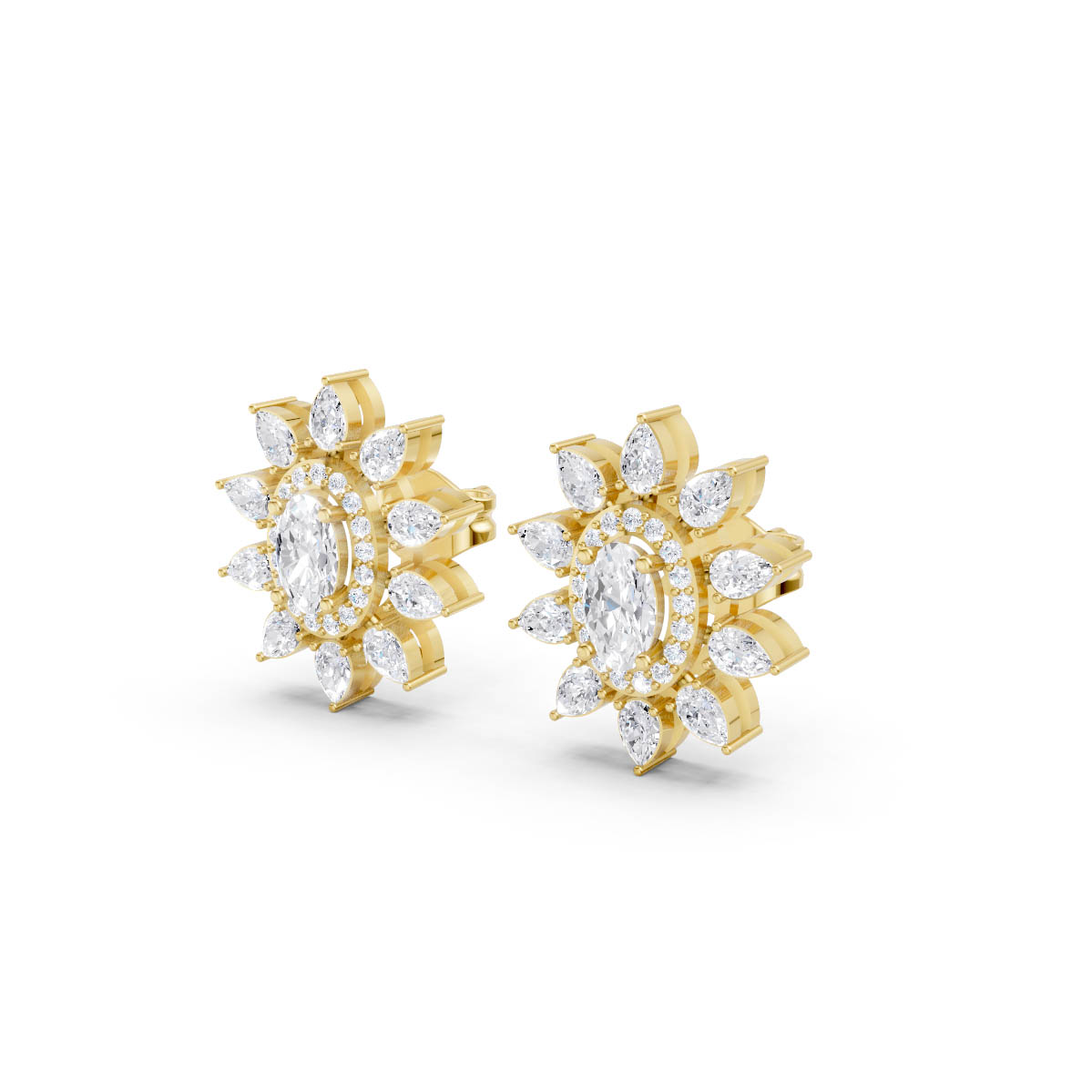 Oval Diamond Sunburst Studs view 2