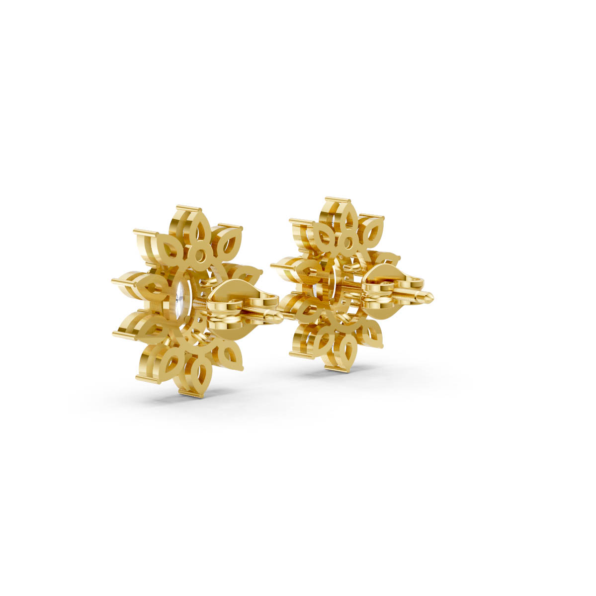 Oval Diamond Sunburst Studs view 3