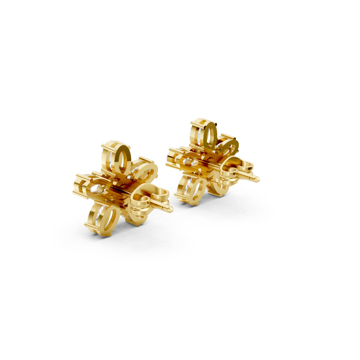 Oval Diamond Flower Studs view 3