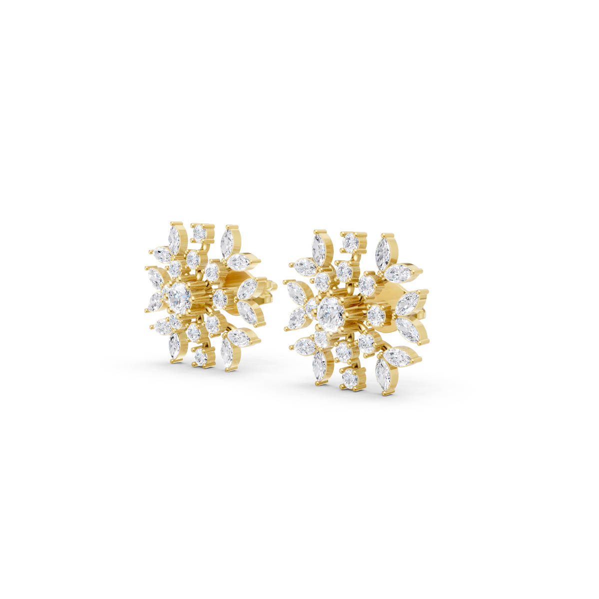 Diamond Snowflake Starburst Studs view 2