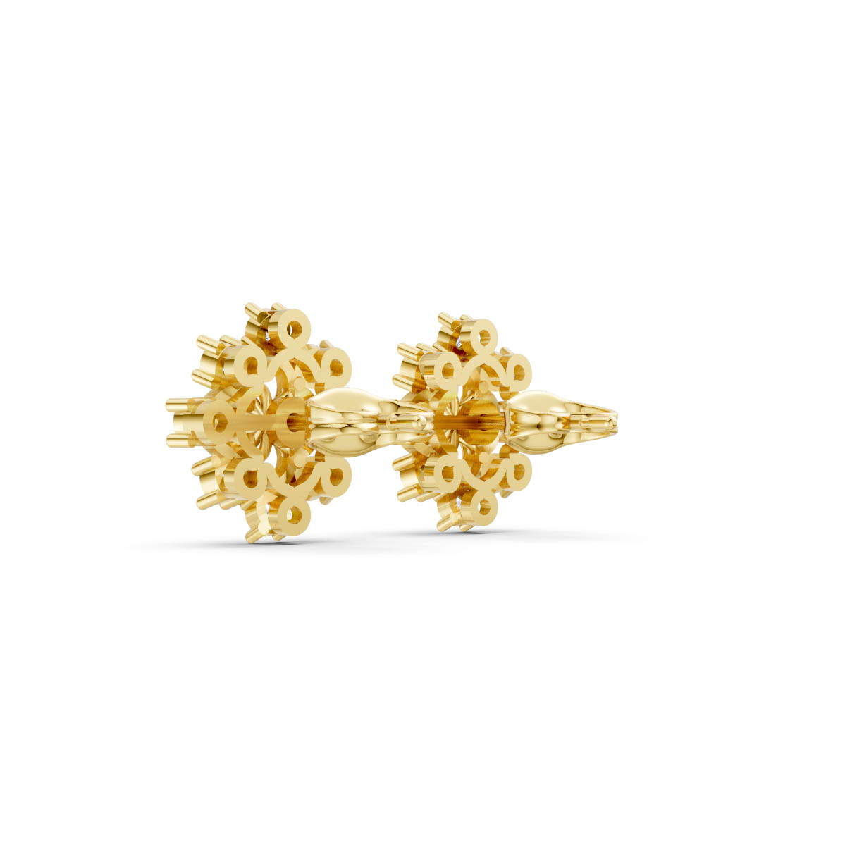 Gold Diamond Filigree Studs view 3