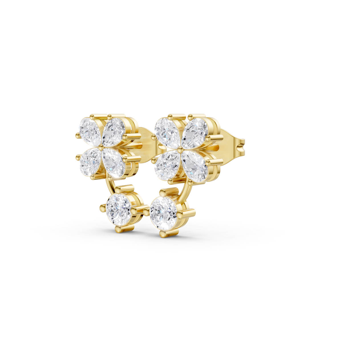 Diamond Floral Drop Earrings view 2