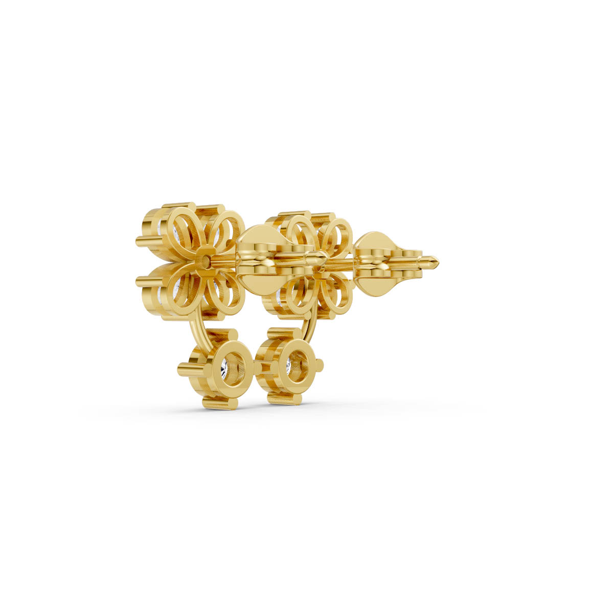 Diamond Floral Drop Earrings view 3
