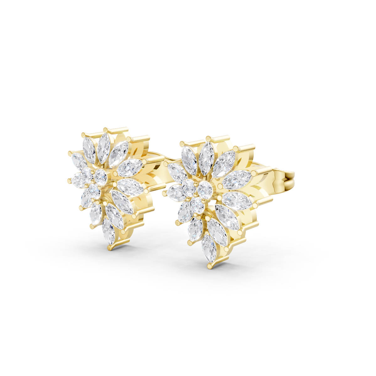 Marquise Diamond Cluster Studs view 2