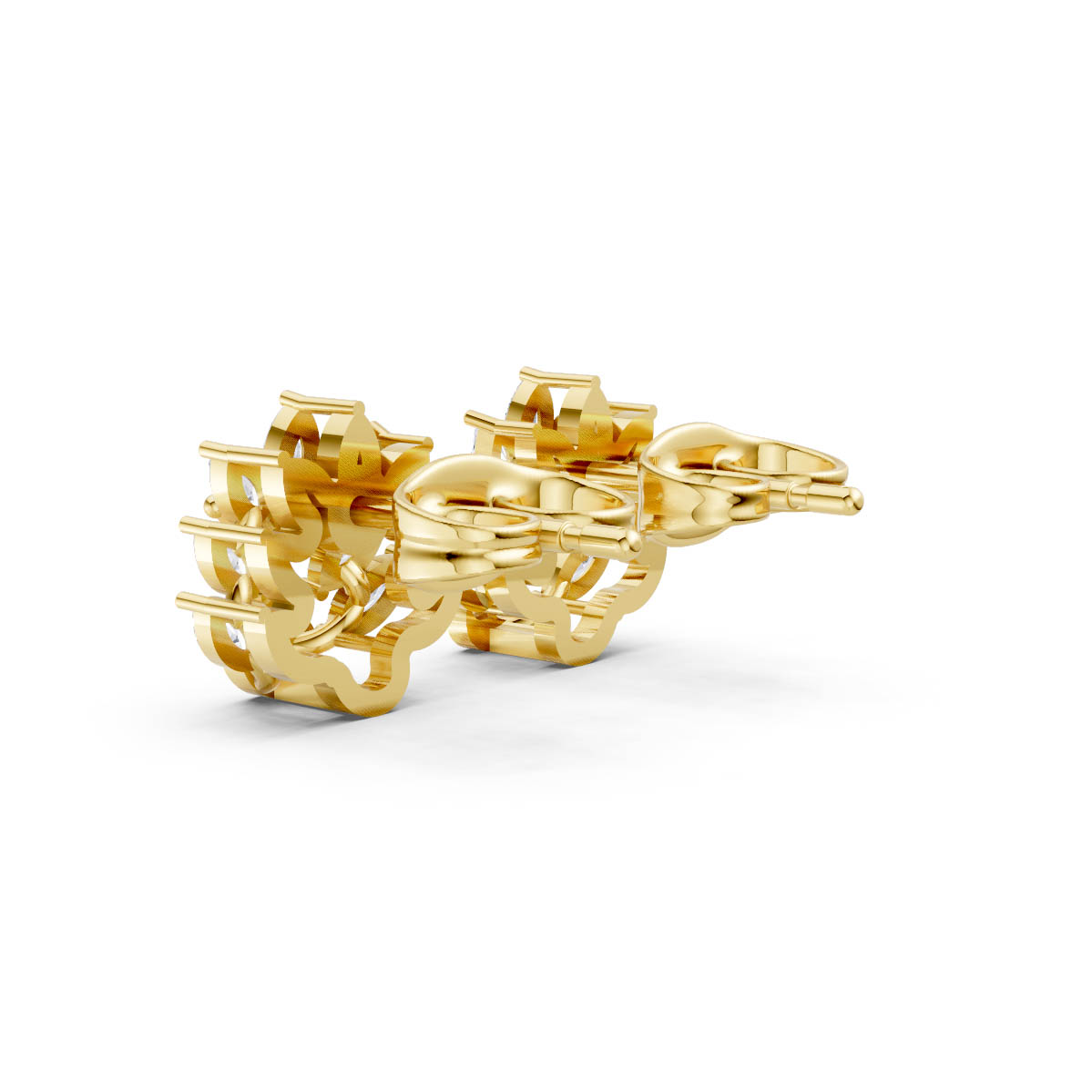 Gold Diamond Peacock Studs view 3