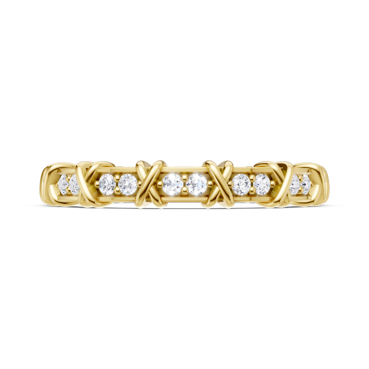 Criss-Cross Gold Wedding Band