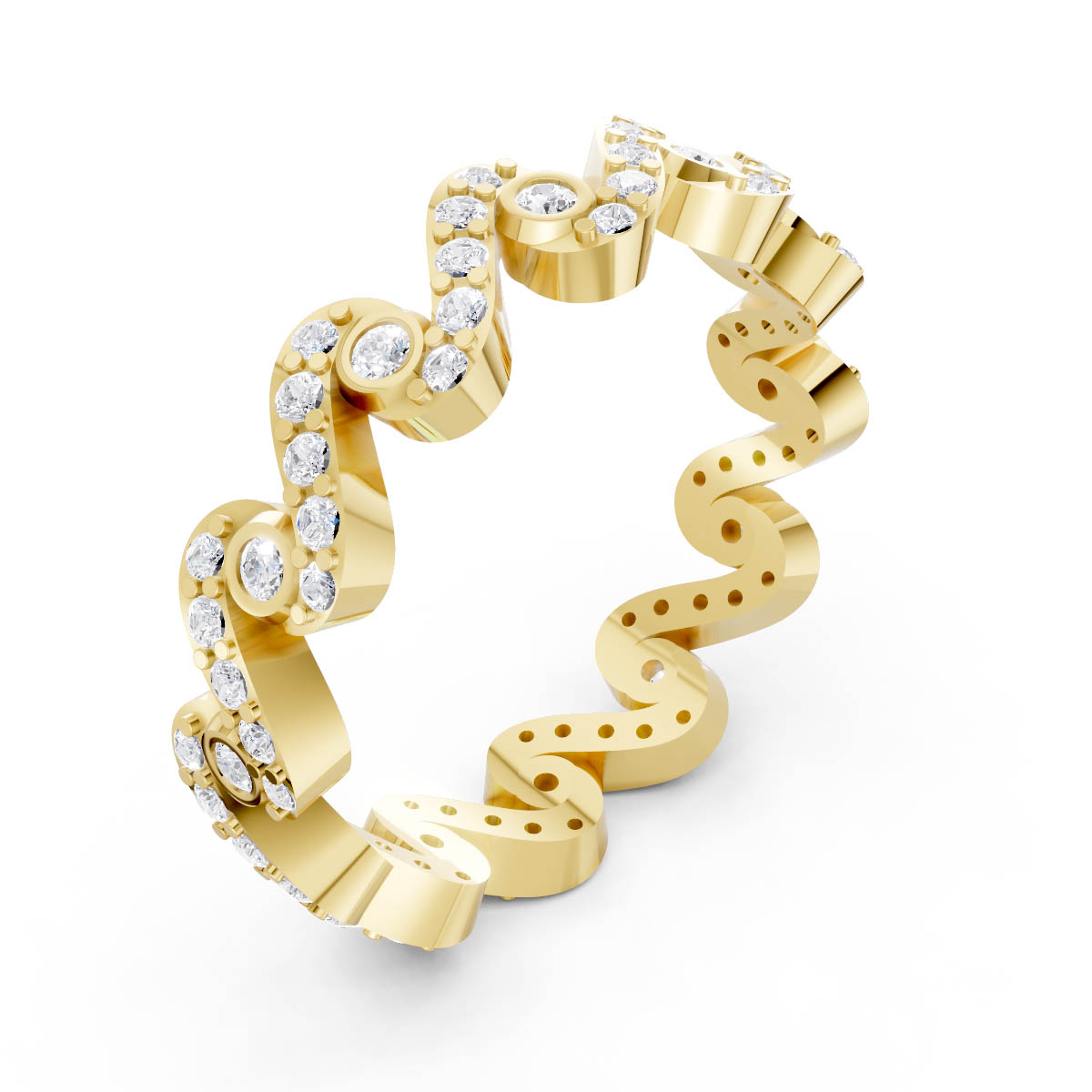 Wave Sculpted Diamond Band view 3