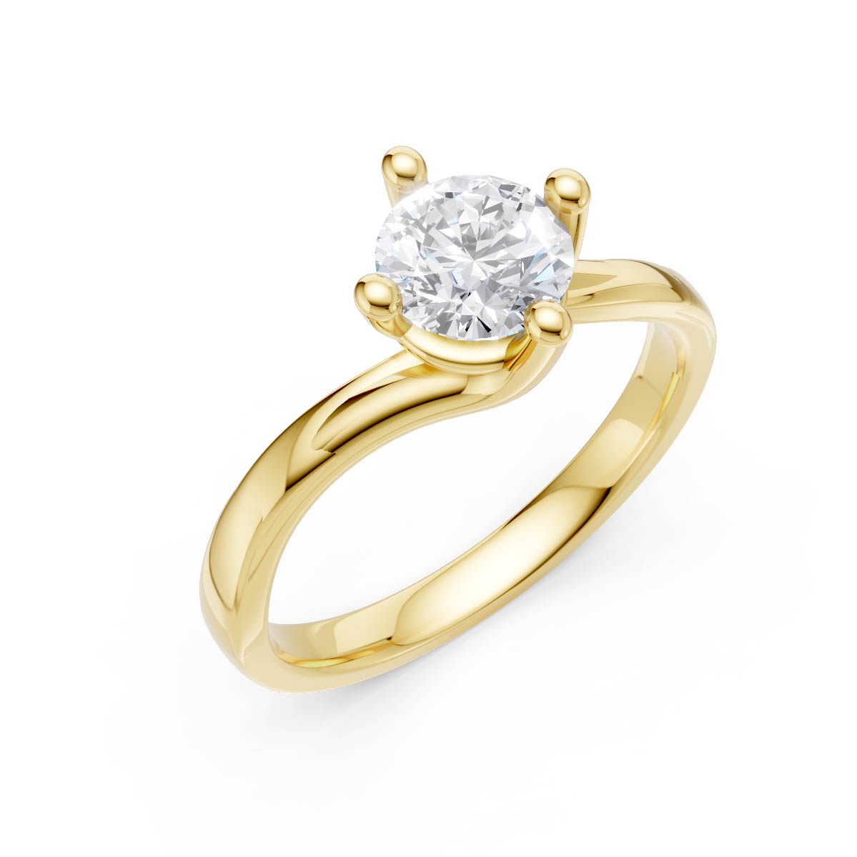 Twisted Roundish Solitiare Ring view 3
