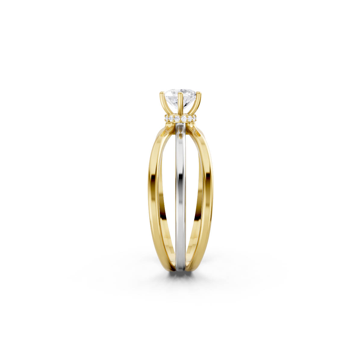 Crossed Solitaire Ring view 4