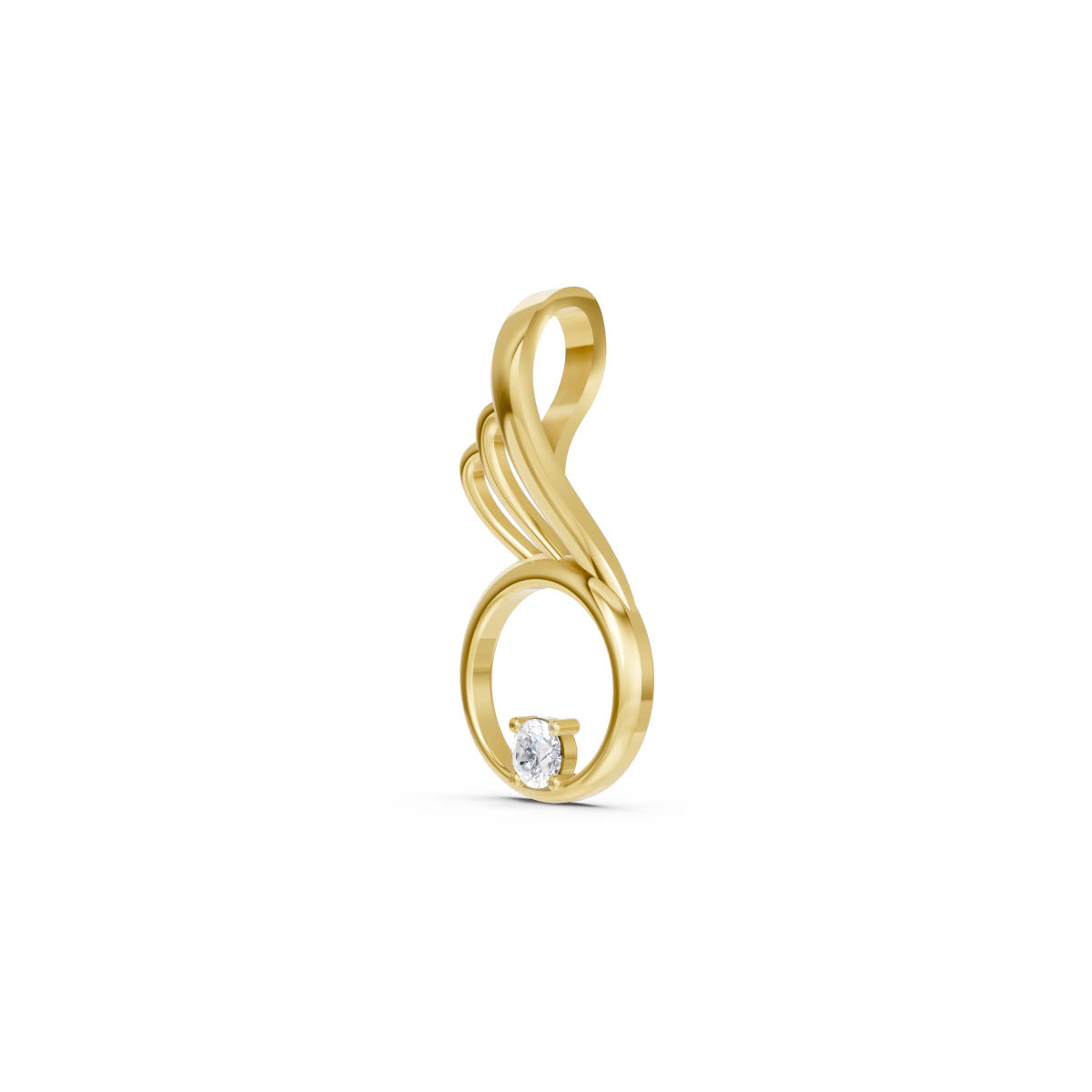 Celestial Circle Solitaire Delicate Flowing Pendant view 2