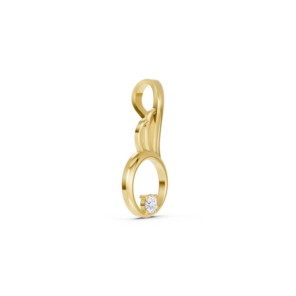 Celestial Circle Solitaire Delicate Flowing Pendant view 3