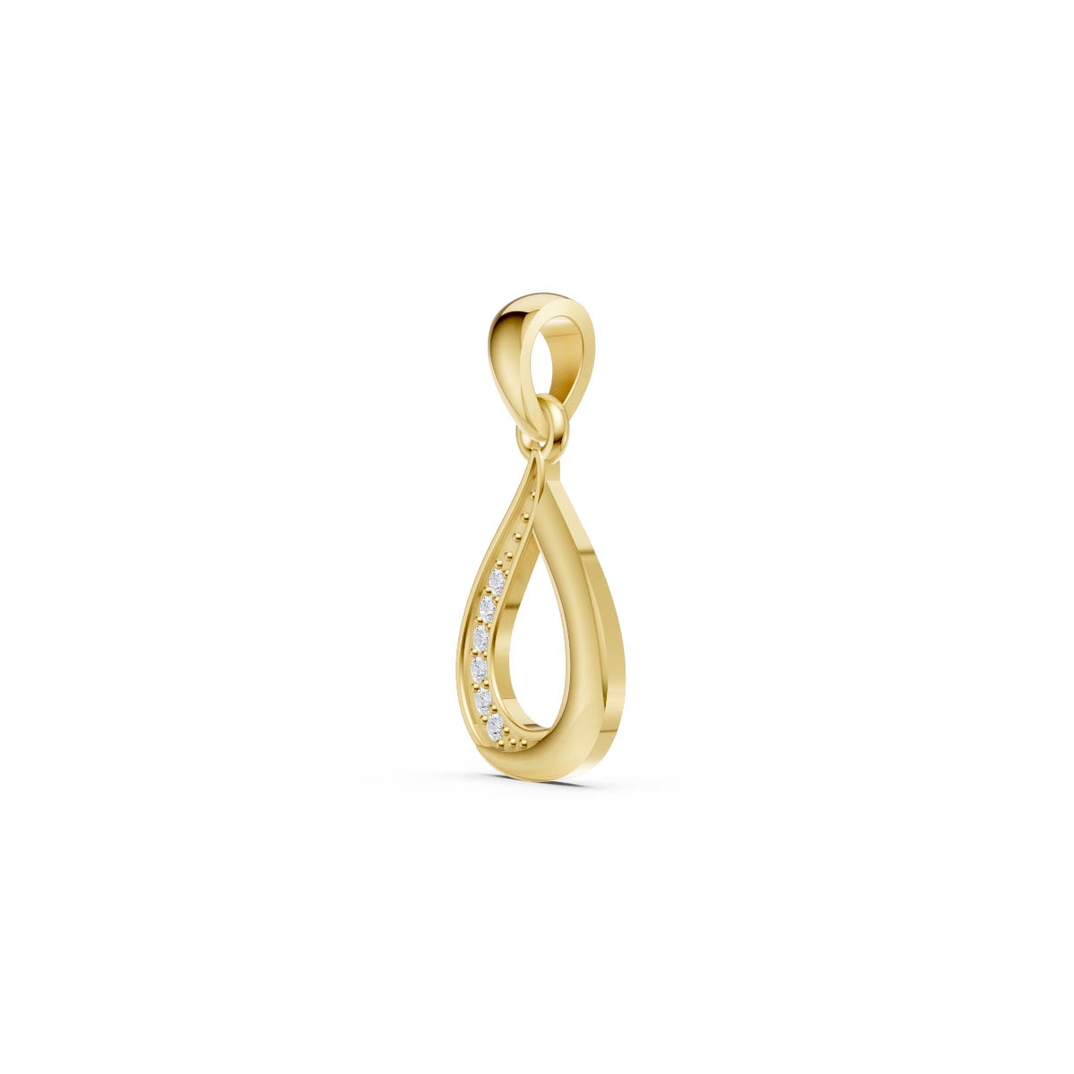 Graceful Swirl Diamond Teardrop Pendant view 2