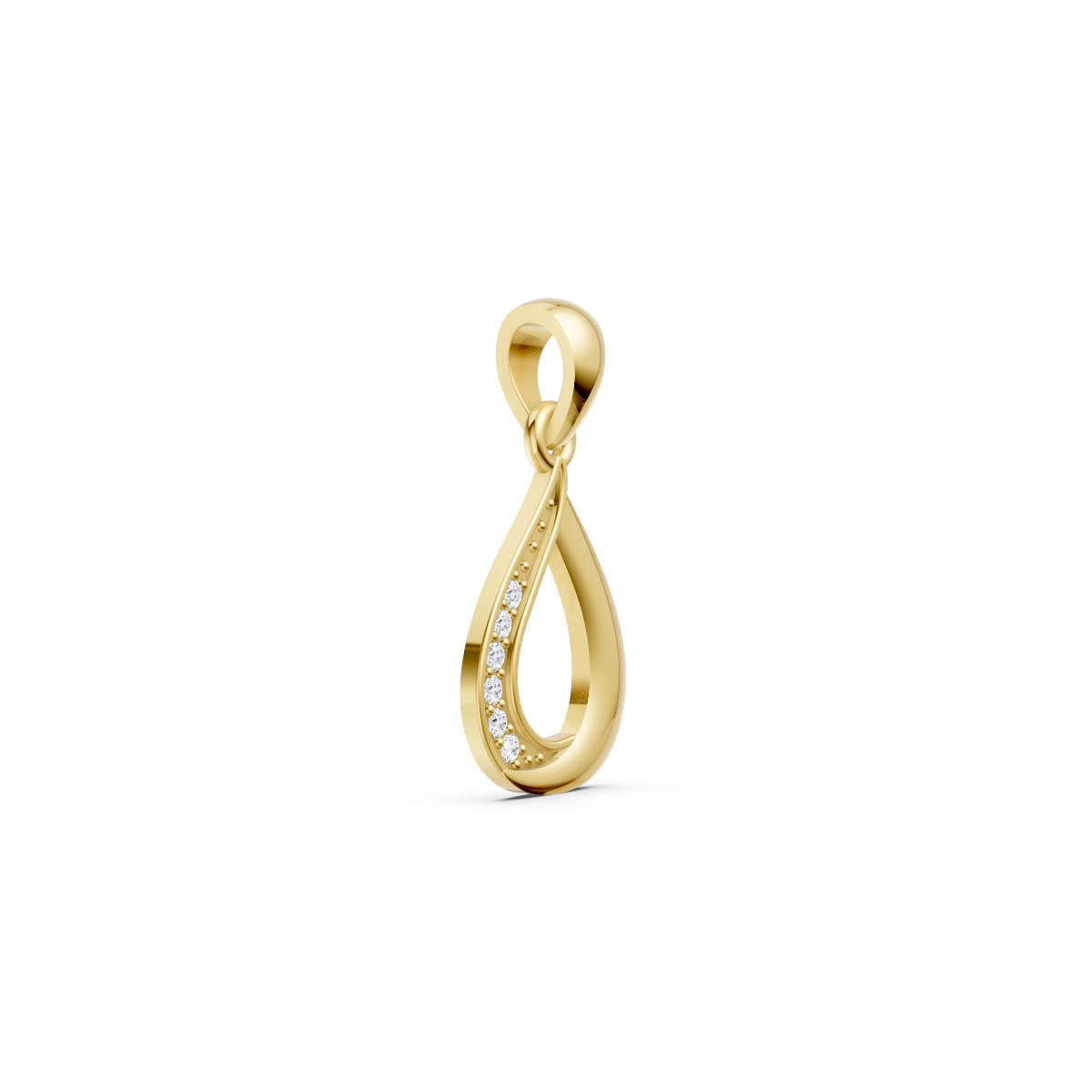 Graceful Swirl Diamond Teardrop Pendant view 3