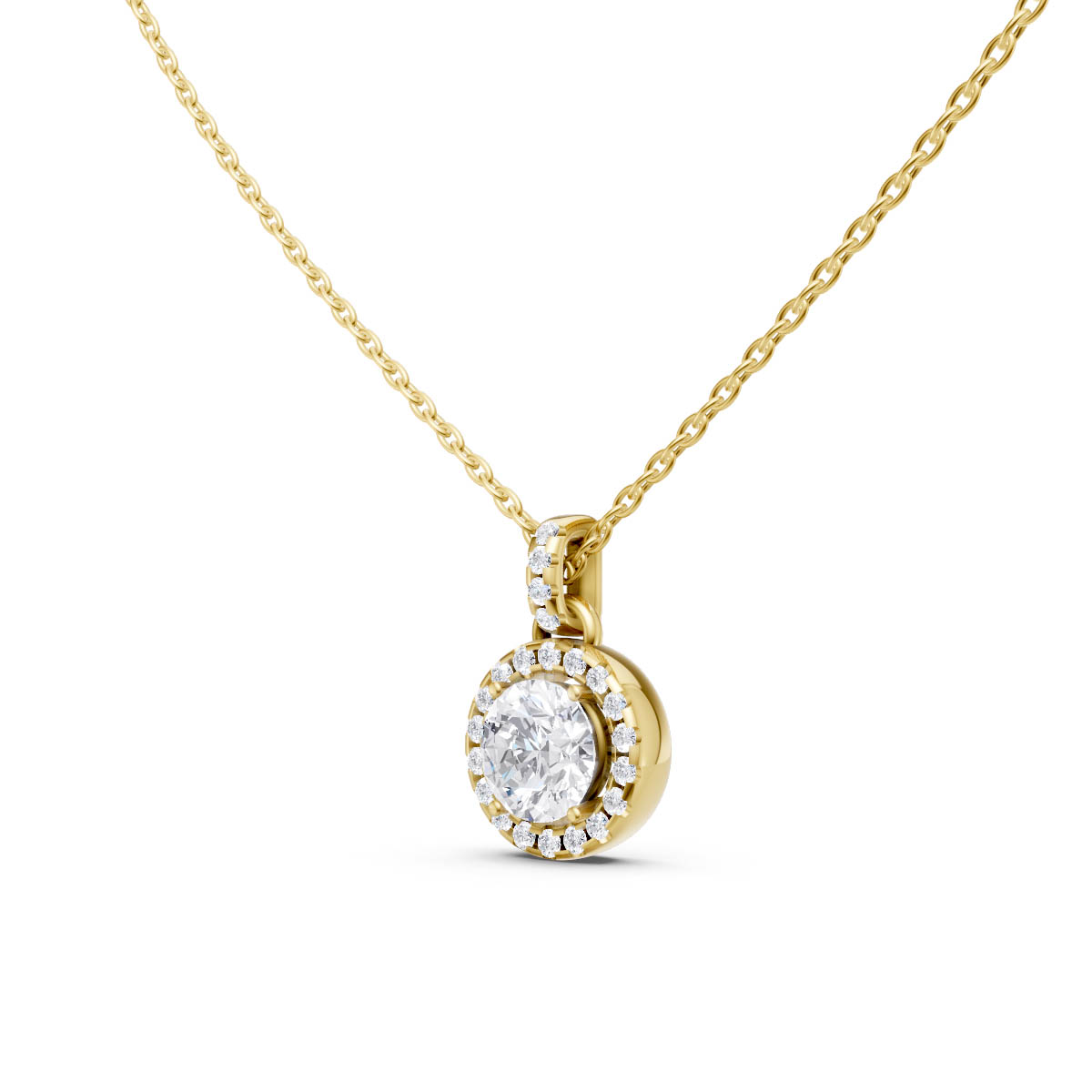 Radiant Solitaire Halo Pendant view 2