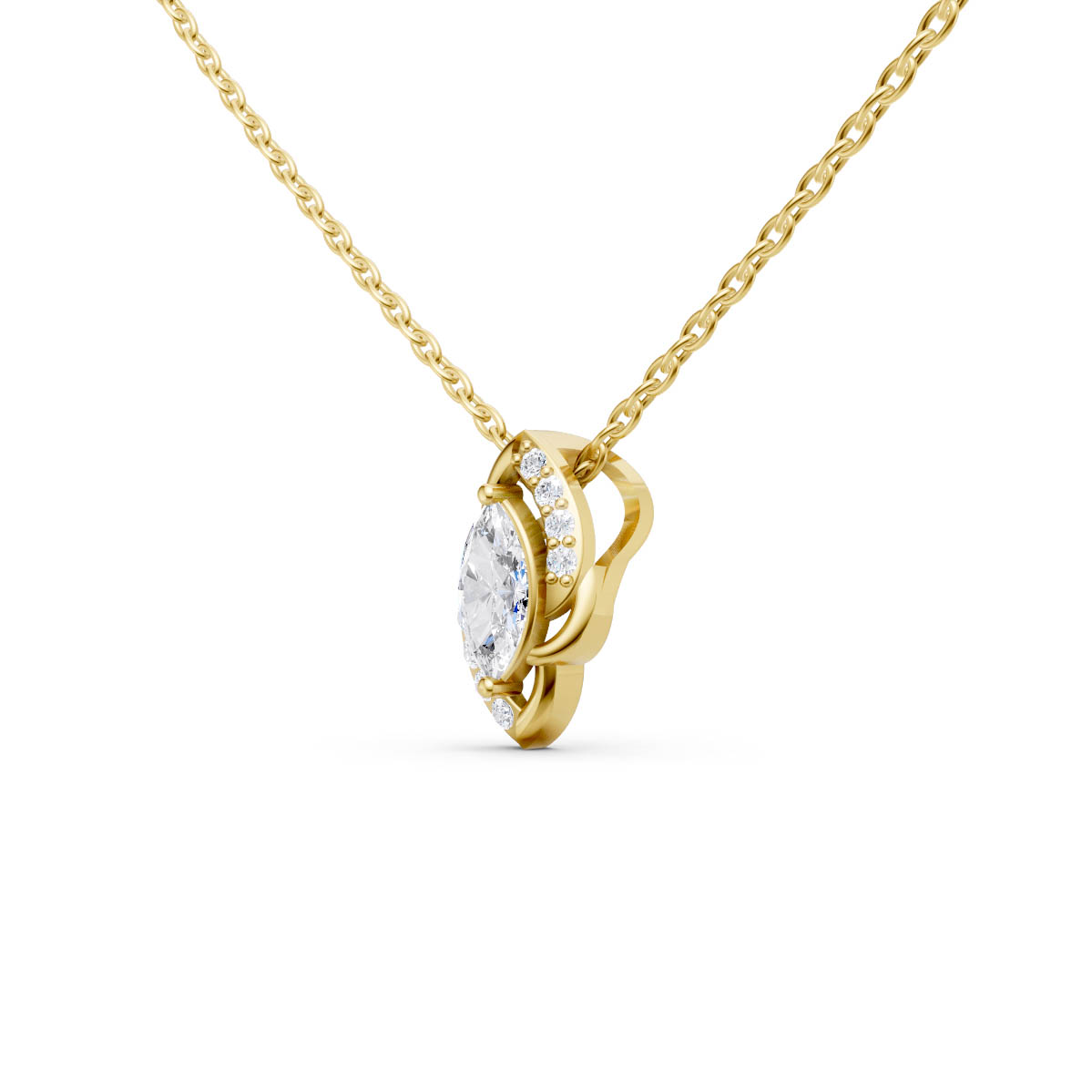 Marquise Halo Twist Pendant view 2