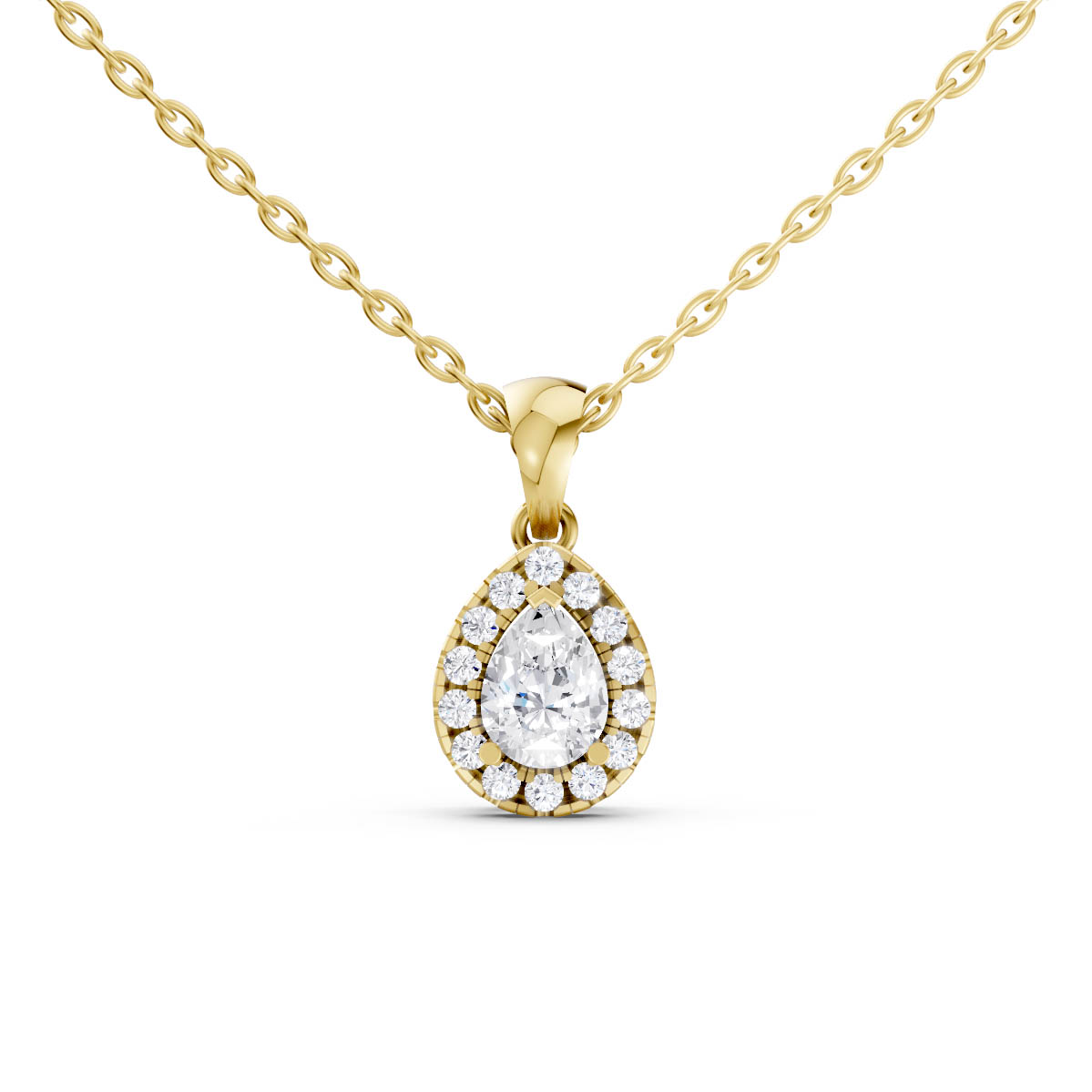 Radiant Pear Halo Pendant
