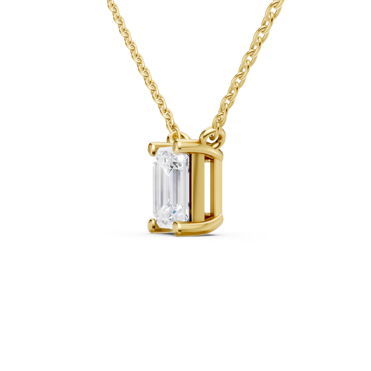 Emerald Diamond Solitaire Pendant view 2