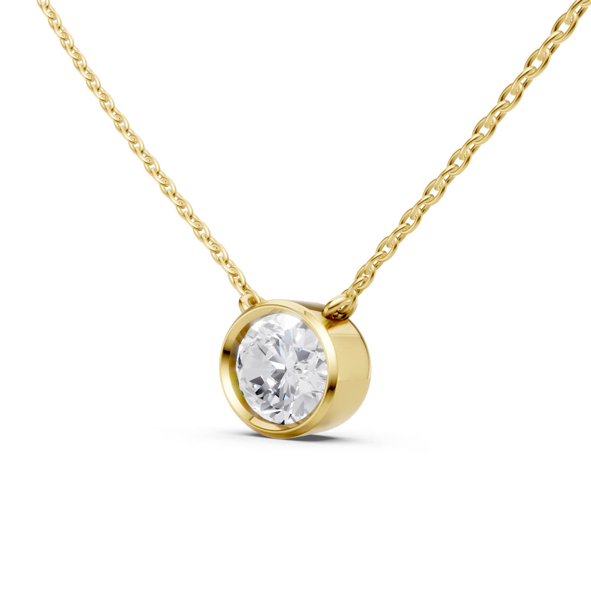 Oval Diamond Bezel Pendant view 2