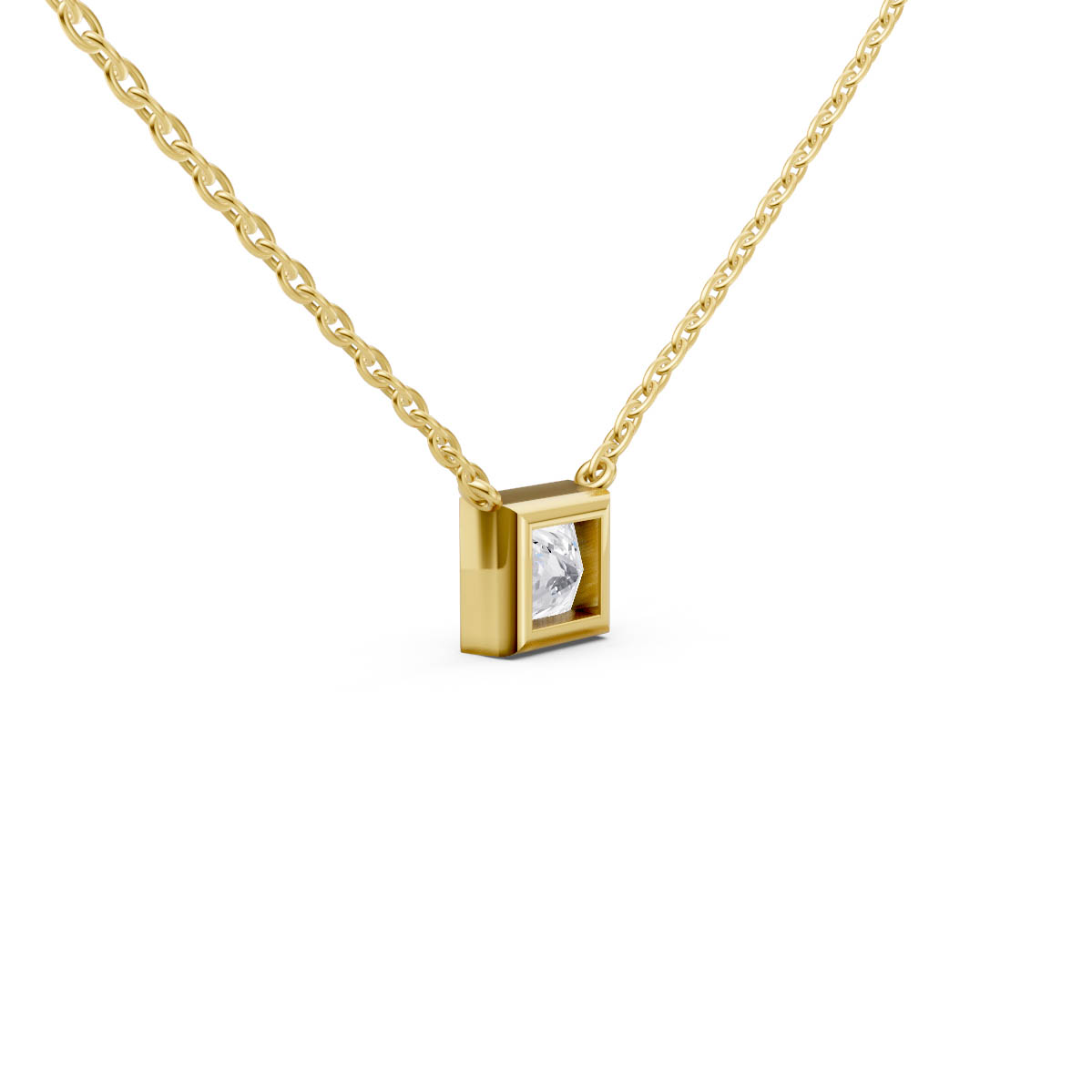 Princess Diamond Bezel Pendant view 3