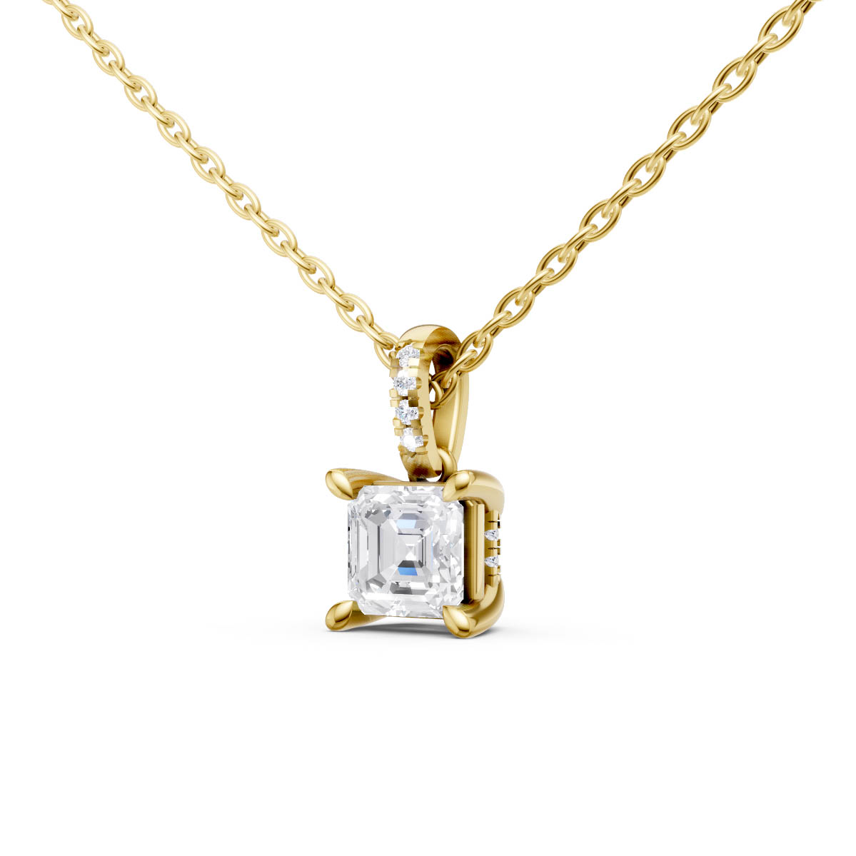 Asscher Diamond Drop Pendant view 2