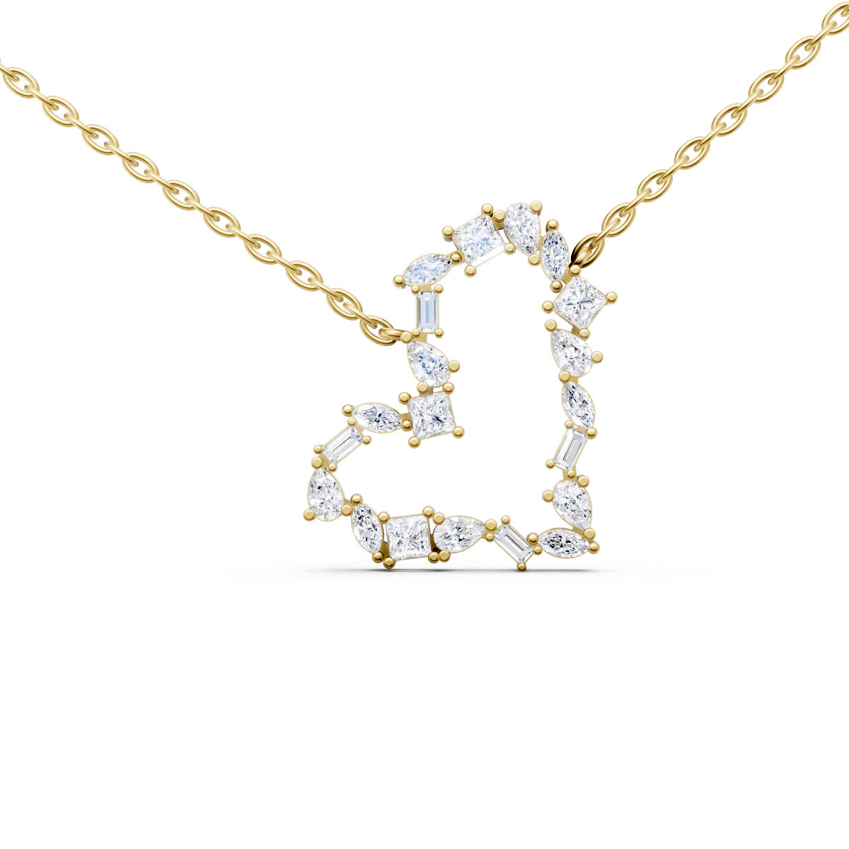 Mixed Diamond Heart Pendant