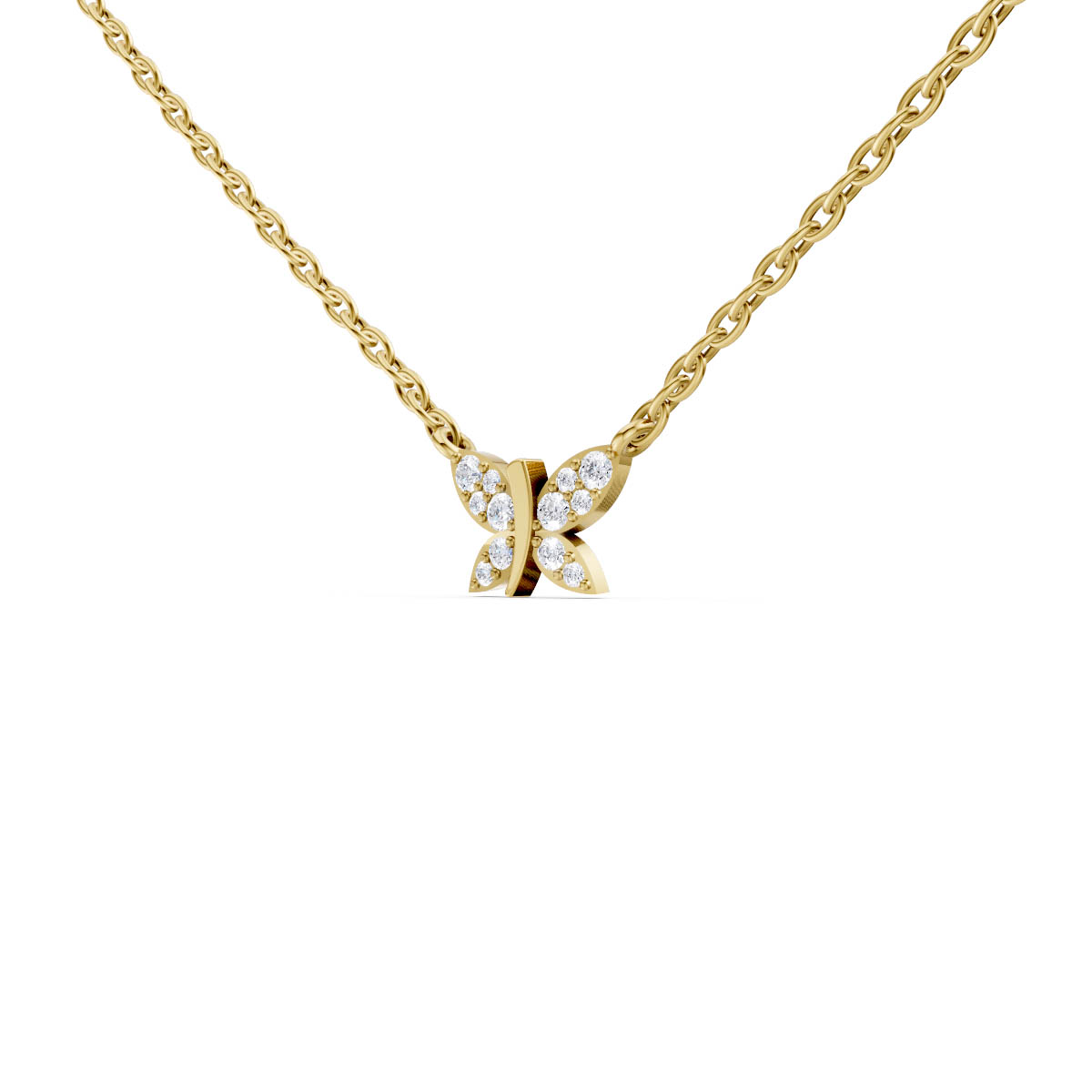 Delicate Diamond Butterfly Pendant view 2