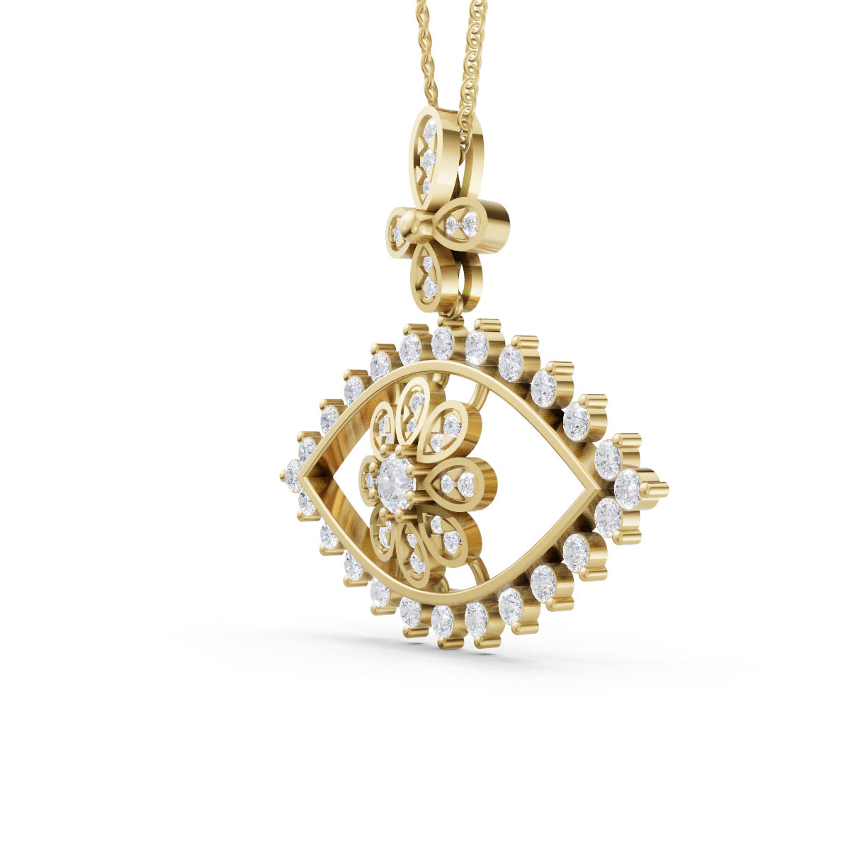 Floral Evil Eye Pendant view 2